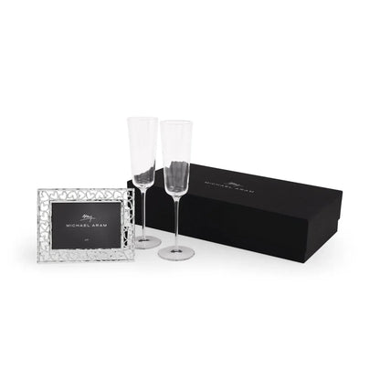 Reflective Champagne Flute & Heart Frame  Packaged Gift Set