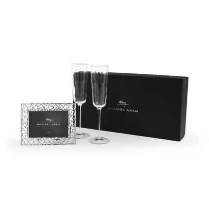 Reflective Champagne Flute & Heart Frame  Packaged Gift Set