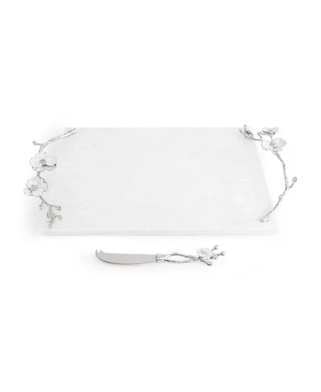 Silver Orchid Cheeseboard with Knife