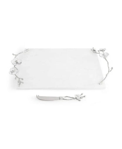 Silver Orchid Cheeseboard with Knife