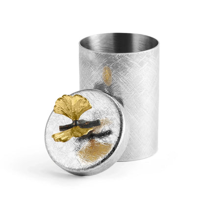 Butterfly Ginkgo Bath Collection Round Container - Stainless Steel