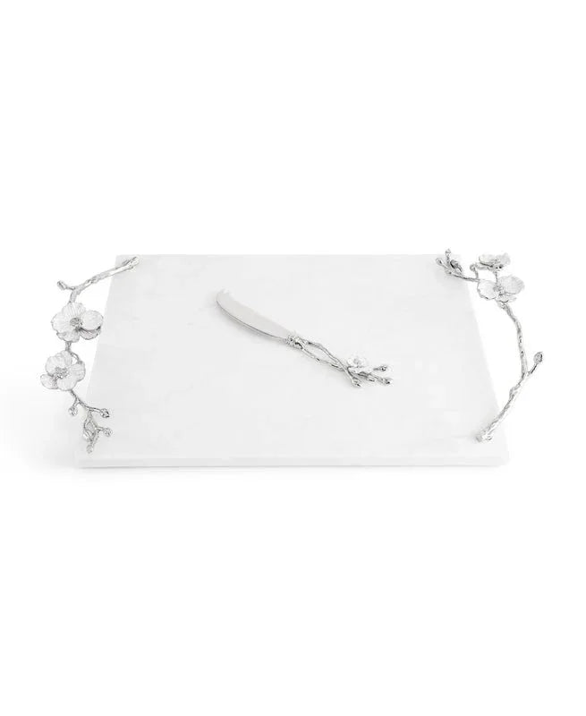 Silver Orchid Cheeseboard with Knife