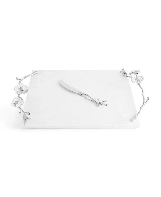 Silver Orchid Cheeseboard with Knife