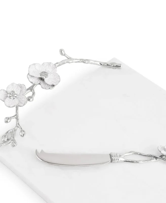 Silver Orchid Cheeseboard with Knife