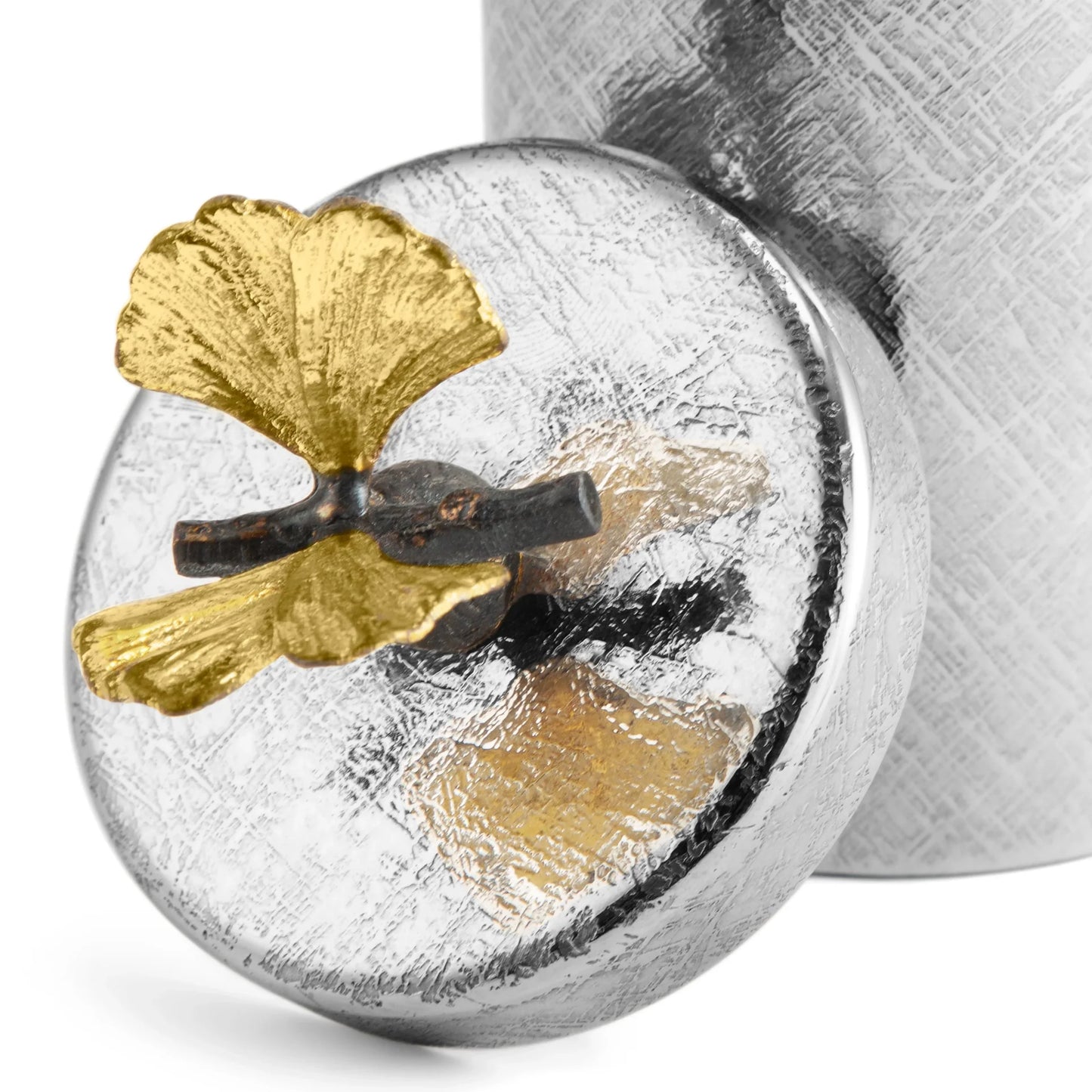 Butterfly Ginkgo Bath Collection Round Container - Stainless Steel
