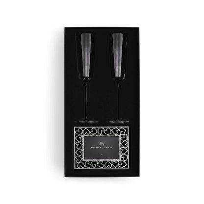 Reflective Champagne Flute & Heart Frame  Packaged Gift Set