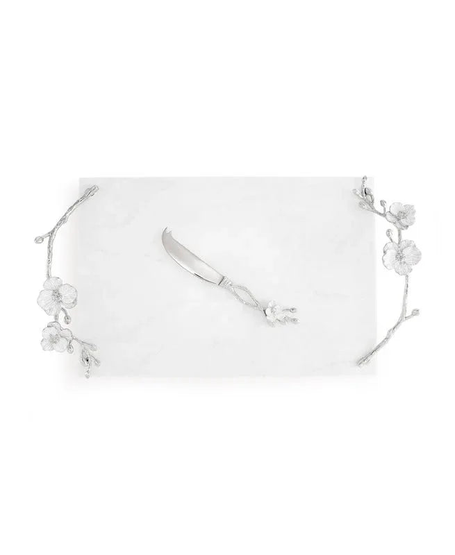 Silver Orchid Cheeseboard with Knife