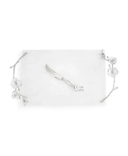 Silver Orchid Cheeseboard with Knife
