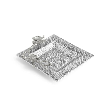 White Orchid Glass Snack Dish