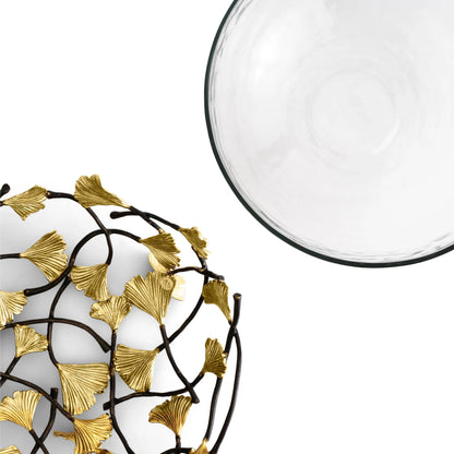 Ոսկեգույն գինկգո միջին չափի ապակե աման