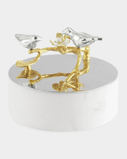 Lovebirds Silver & Gold Trinket Box