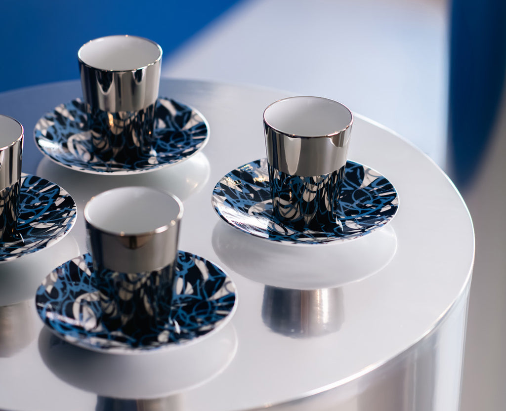 Nuit Des Esprits Mehdi Qotbi Set of 2 Espresso Cups and Saucers