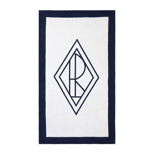 Blair White Navy Beach towel