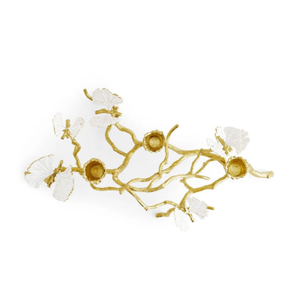 Թիթեռի գինկգո ոսկեգույն ցածր մոմակալներ