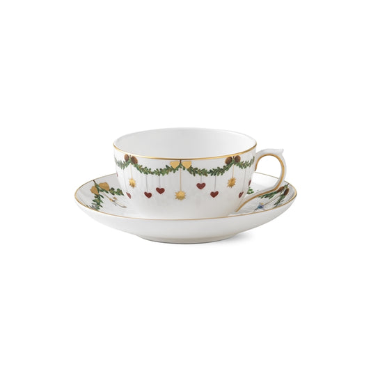 Star Fluted Christmas Tea Cup and Saucer