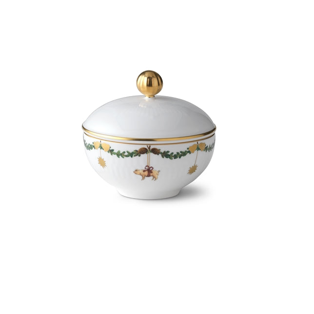Star Fluted Christmas Sugar Bowl With Lid