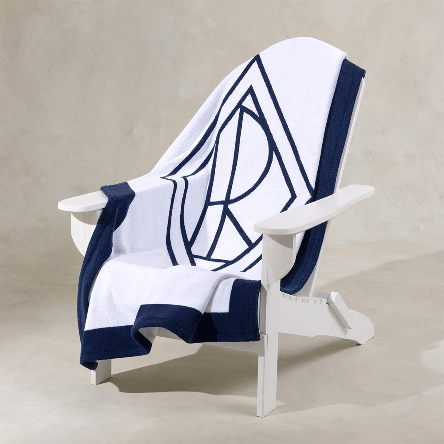 Blair White Navy Beach towel