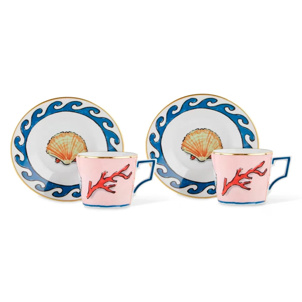 IL Viaggio Di Nettuno Set of 2 Coffee Cups And Saucers by Richard Ginori