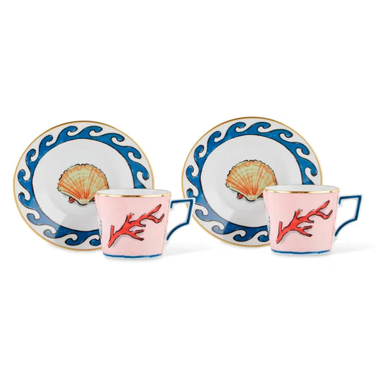 IL Viaggio Di Nettuno Set of 2 Coffee Cups And Saucers by Richard Ginori