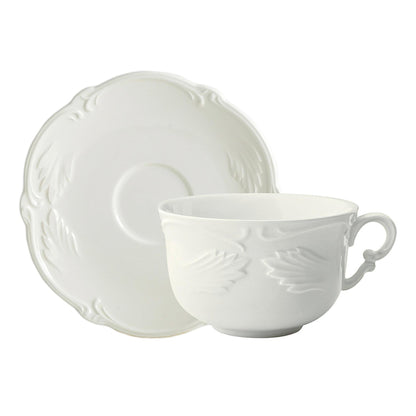 Ռոքեյլ սպիտակ թեյի բաժակների և ափսեների հավաքածու՝ 2 հատ