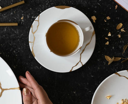 Kintsugi Sarkis Set of 2 Tea cups and Saucers