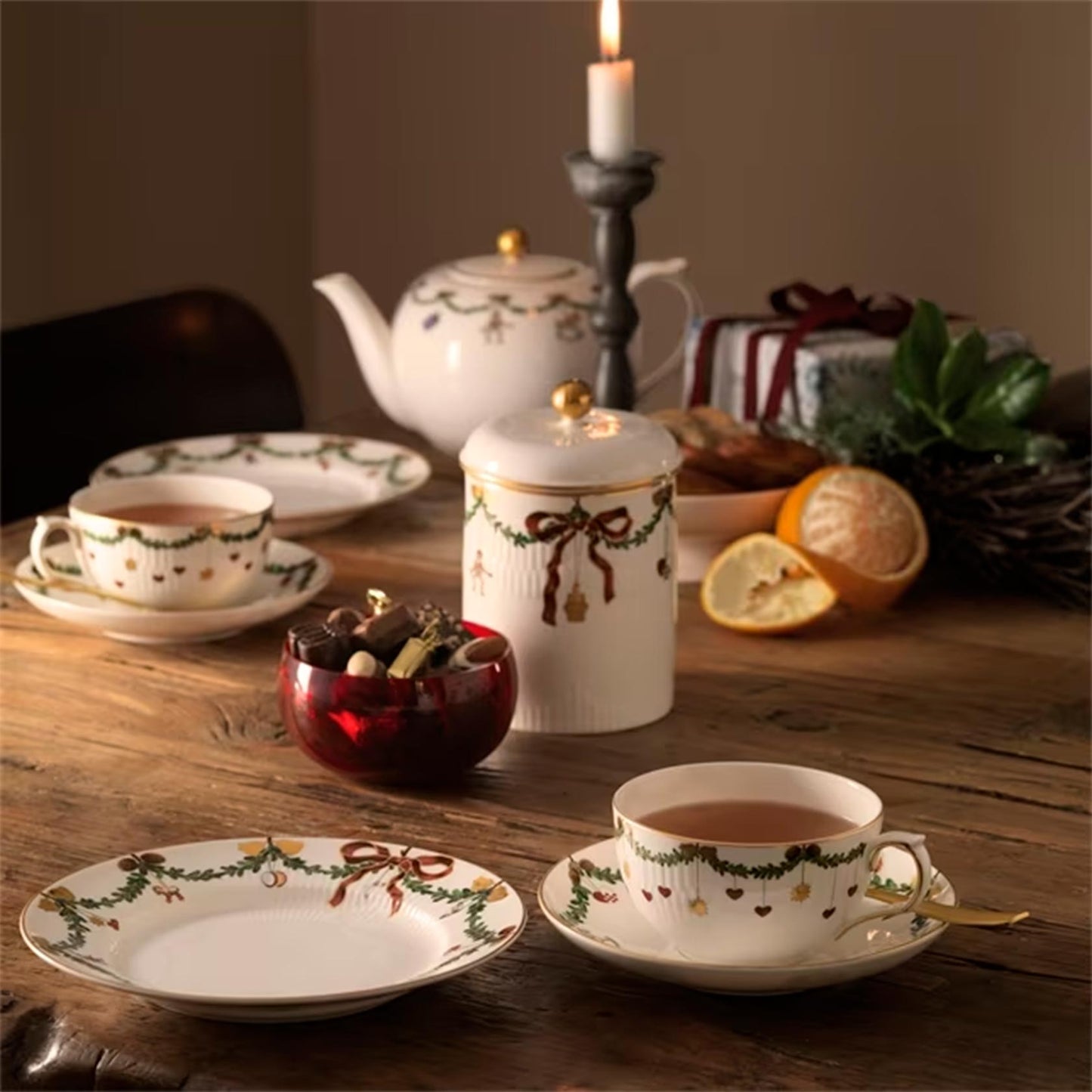 Star Fluted Christmas Jar With Lid